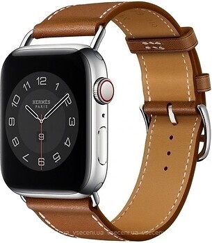 Фото Apple Watch Hermes Series 7 GPS + Cellular 45mm Silver Stainless with Fauve Barenia Leather Attelage Single Tour
