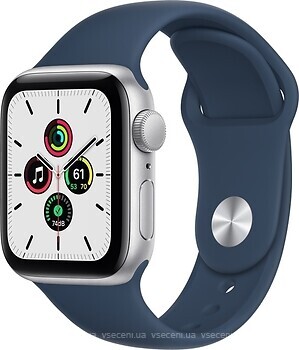 Фото Apple Watch SE GPS + Cellular 40mm Silver Aluminum Case with Abyss Blue Sport Band (MKQL3/MKQV3)