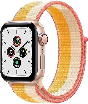 Фото Apple Watch SE GPS + Cellular 40mm Gold Aluminum Case with Maize/White Sport Loop (MKQP3)