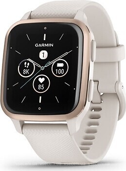 Фото Garmin Venu Sq 2 Music Edition Peach Gold Aluminium Bezel with Ivory Case and Silicone Band (010-02700-11)