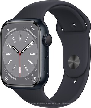 Фото Apple Watch Series 8 GPS 45mm Midnight Aluminum Case with Midnight Sport Band (MQH53)