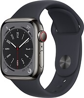 Фото Apple Watch Series 8 GPS + Cellular 41mm Graphite Stainless Steel Case with Midnight Sport Band (MNJJ3)