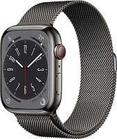 Фото Apple Watch Series 8 GPS + Cellular 45mm Graphite Stainless Steel Case with Graphite Milanese Loop (MNKX3)