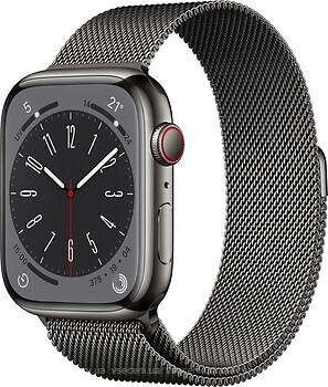Фото Apple Watch Series 8 GPS + Cellular 45mm Graphite Stainless Steel Case with Graphite Milanese Loop (MNKX3)