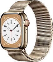 Фото Apple Watch Series 8 GPS + Cellular 41mm Gold Stainless Steel Case with Gold Milanese Loop (MNJE3/MNJF3)