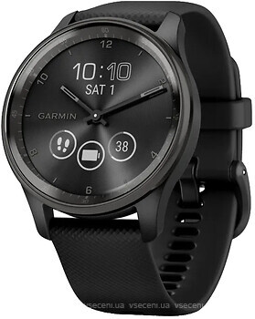 Фото Garmin Vivomove Slate Stainless Steel Bezel with Black Case and Silicone Band (010-02665-00)