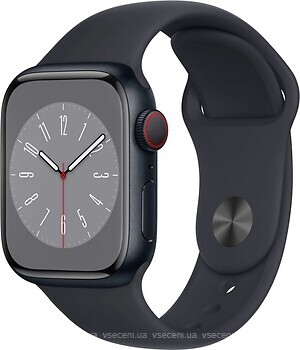 Фото Apple Watch Series 8 GPS + Cellular 41mm Midnight Aluminum Case with Midnight Sport Band (MNUW3)