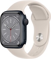 Фото Apple Watch Series 8 GPS 41mm Midnight Aluminum Case with Starlight Sport Band (MPLQ3)