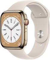 Фото Apple Watch Series 8 GPS + Cellular 41mm Gold Stainless Steel Case with Starlight Sport Band (MNJC3)