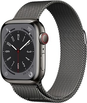 Фото Apple Watch Series 8 GPS + Cellular 41mm Graphite Stainless Steel Case with Graphite Milanese Loop (MNJL3/MNJM3)