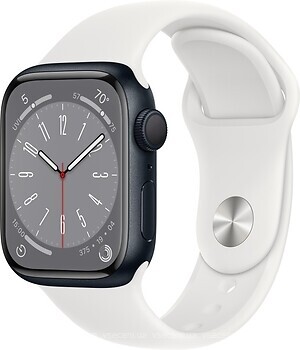 Фото Apple Watch Series 8 GPS 45mm Midnight Aluminum Case with White Sport Band (MP7G3)