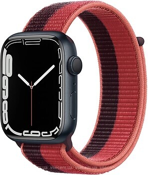 Фото Apple Watch Series 7 GPS 45mm Midnight Aluminum Case with Red Sport Loop (ML8F3)