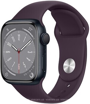 Фото Apple Watch Series 8 GPS 41mm Midnight Aluminum Case with Elderberry Sport Band (MNPC3)