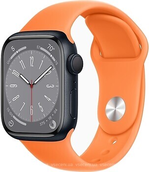 Фото Apple Watch Series 8 GPS 41mm Midnight Aluminum Case with Bright Orange Sport Band