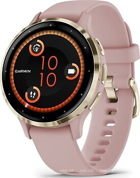 Фото Garmin Venu 3S Soft Gold Stainless Steel Bezel with Dust Rose Case and Silicone Band (010-02785-03)