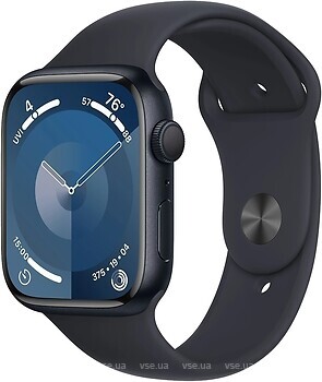Фото Apple Watch Series 9 GPS 45mm Midnight Aluminum Case with Midnight Sport Band (MR9A3)