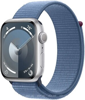 Фото Apple Watch Series 9 GPS 45mm Silver Aluminium Case with Winter Blue Sport Loop (MRMJ3)