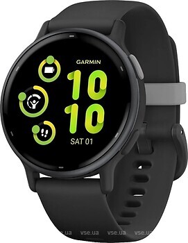 Фото Garmin Vivoactive 5 Slate Aluminum Bezel with Black Case and Silicone Band (010-02862-10)