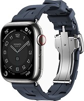 Фото Apple Watch Hermes Series 9 GPS + Cellular 41mm Silver Stainless Steel Case with Navy Kilim Single Tour (MRQ43 + MTHU3)