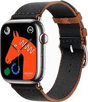 Фото Apple Watch Hermes Series 9 GPS + Cellular 41mm Silver Stainless Steel Case with Noir/Gold Twill Jump Single Tour