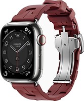 Фото Apple Watch Hermes Series 9 GPS + Cellular 41mm Silver Stainless Steel Case with Rouge H Kilim Single Tour