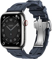 Фото Apple Watch Hermes Series 9 GPS + Cellular 45mm Silver Stainless Steel Case with Navy Kilim Single Tour (MRQP3 + MTHY3)