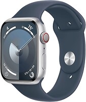 Фото Apple Watch Series 9 GPS + Cellular 45mm Silver Aluminum Case with Storm Blue Sport Band (MRMH3)