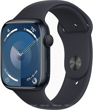 Фото Apple Watch Series 9 GPS + Cellular 45mm Midnight Aluminum Case with Midnight Sport Band (MRMC3)