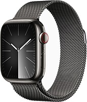 Фото Apple Watch Series 9 GPS + Cellular 41mm Graphite Stainless Steel Case with Graphite Milanese Loop (MRJA3)
