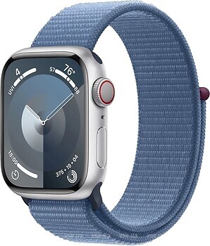 Фото Apple Watch Series 9 GPS + Cellular 41mm Silver Aluminum Case with Winter Blue Sport Loop (MRHX3)