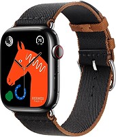 Фото Apple Watch Hermes Series 9 GPS + Cellular 45mm Space Black Stainless Steel Case with Noir/Gold Twill Jump Single Tour