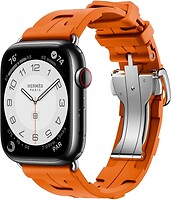 Фото Apple Watch Hermes Series 9 GPS + Cellular 45mm Space Black Stainless Steel Case with Orange Kilim Single Tour