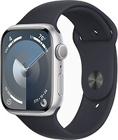 Фото Apple Watch Series 9 GPS 45mm Silver Aluminum Case with Midnight Sport Band (MR9R3,MT593)
