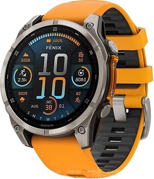 Фото Garmin Fenix 8 47mm Sapphire Titanium with Spark Orange/Graphite Silicone Band (010-02904-10)