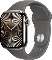 Фото Apple Watch Series 10 GPS + Cellular 42mm Natural Titanium Case with Stone Grey Sport Band (MWXE3)