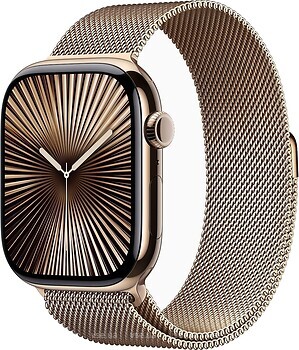 Фото Apple Watch Series 10 GPS + Cellular 46mm Gold Titanium Case with Gold Milanese Loop (MX003)