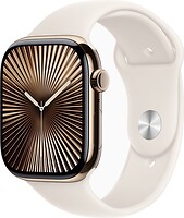 Фото Apple Watch Series 10 GPS + Cellular 46mm Gold Titanium Case with Starlight Sport Band (MWYY3)