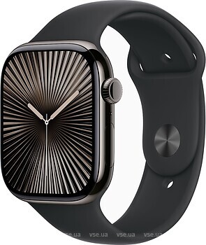 Фото Apple Watch Series 10 GPS + Cellular 46mm Slate Titanium Case with Black Sport Band (MWYE3)