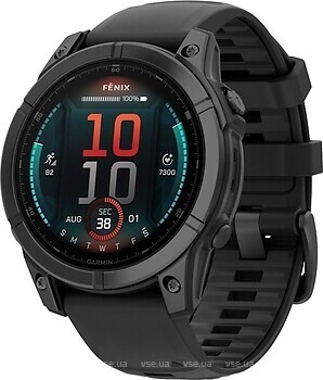 Фото Garmin Fenix E 47mm Slate Gray Steel with Black Silicone Band (010-03025-03)