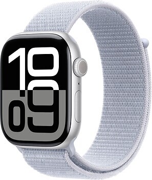 Фото Apple Watch Series 10 GPS 46mm Silver Aluminium Case with Blue Cloud Sport Loop (MWWN3)