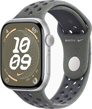 Фото Apple Watch Series 10 GPS 46mm Silver Aluminum Case with Cargo Khaki Nike Sport Band (MWX03+MYLE3)