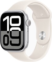 Фото Apple Watch Series 10 GPS 46mm Silver Aluminum Case with Starlight Sport Band (MWX03+MXM73)