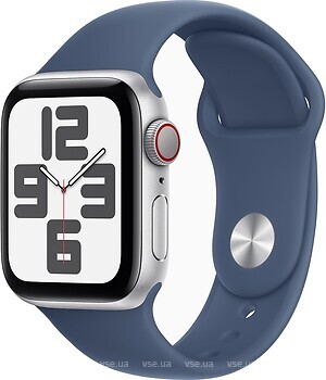 Фото Apple Watch SE 2 GPS + Cellular 44mm Silver Aluminum Case with Denim Sport Band (MXG53,MXGQ3)