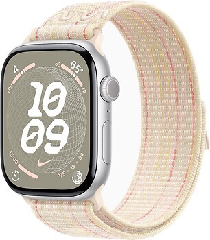 Фото Apple Watch Series 10 GPS 46mm Silver Aluminum Case with Starlight/Pink Nike Sport Loop (MWX03,MYJE3)