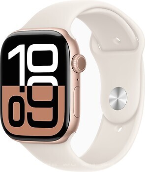 Фото Apple Watch Series 10 GPS 46mm Rose Gold Aluminum Case with Starlight Sport Band (MWX23,MXM63)