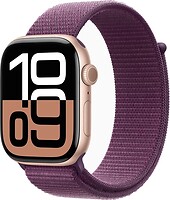 Фото Apple Watch Series 10 GPS + Cellular 46mm Rose Gold Aluminum Case with Plum Sport Loop (MWY83)