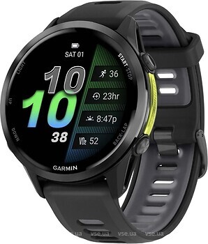 Фото Garmin Forerunner 970 Carbon Gray DLC Titanium with Black Case and Black/Translucent Whitestone Band (010-02969-00)