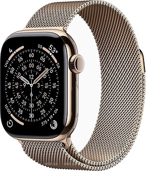 Фото Apple Watch Series 11 GPS + Cellular 42mm Gold Titanium Case with Gold Milanese Loop (MF8Y4RK/A)