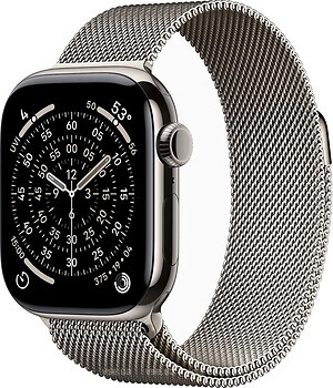 Фото Apple Watch Series 11 GPS + Cellular 42mm Natural Titanium Case with Natural Milanese Loop (MF8P4RK/A)
