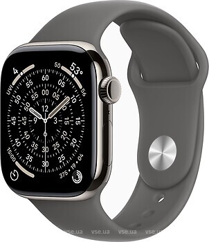 Фото Apple Watch Series 11 GPS + Cellular 42mm Natural Titanium Case with Stone Grey Sport Band (MF8N4RK/A)